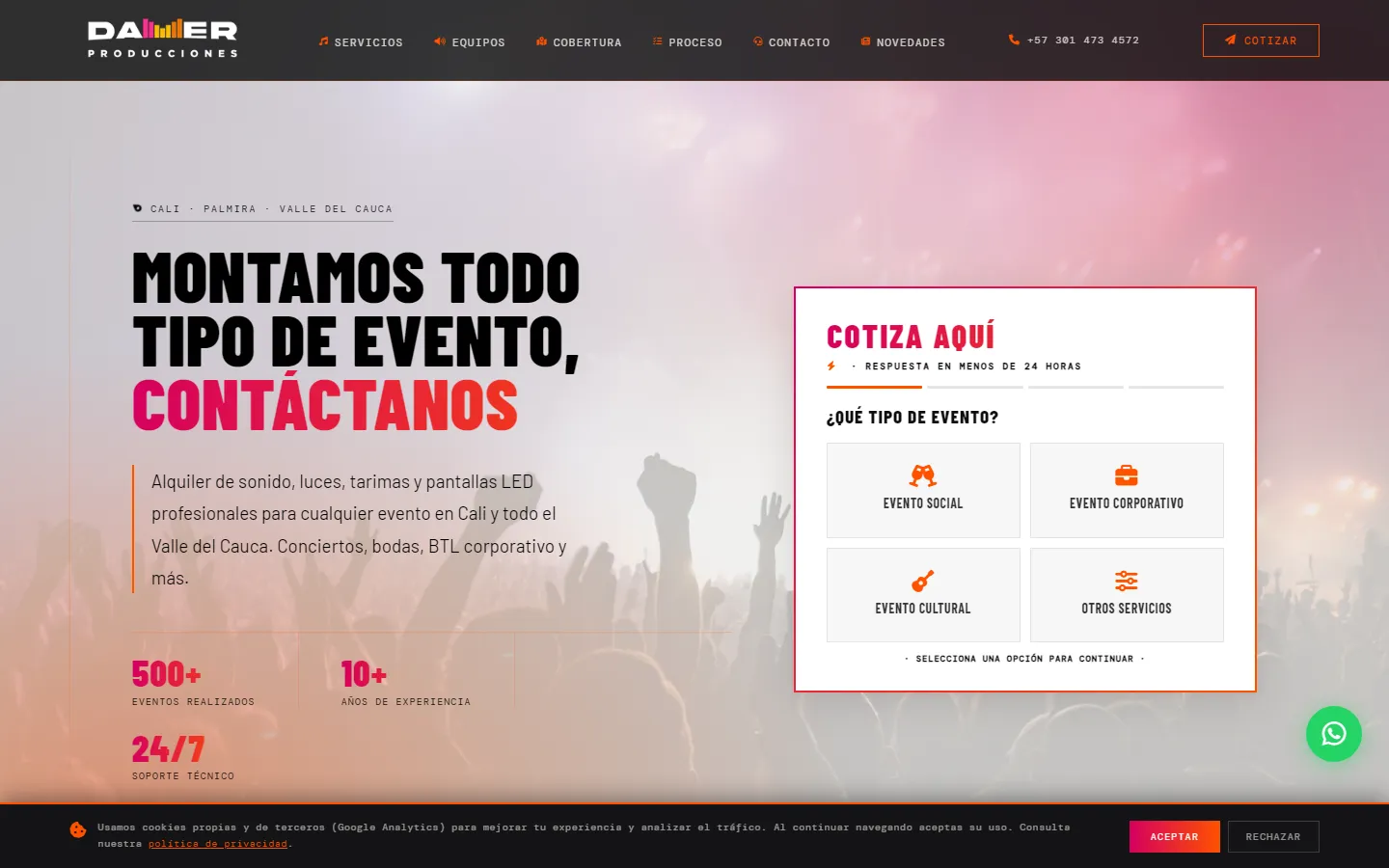 Página de inicio de Damer Producciones